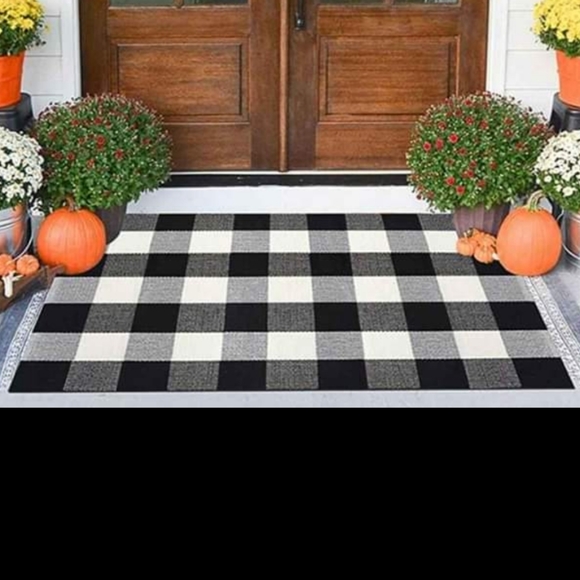Buffalo Cotton Plaid Black & White Rug - Picture 2 of 2